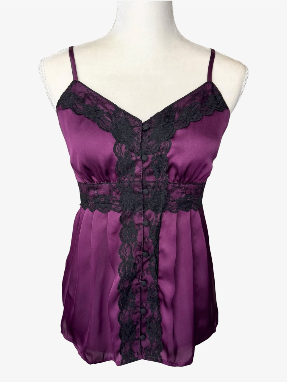 Apt. 9 Y2K Purple Satin Black Lace Trim Chemise Cami Camisole M Sexy Nightie